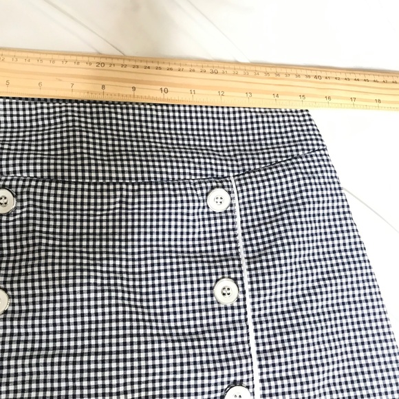 Women’s Black White Stretchy Skort Size M Button Front Checkered Preppy Retro - Picture 11 of 13